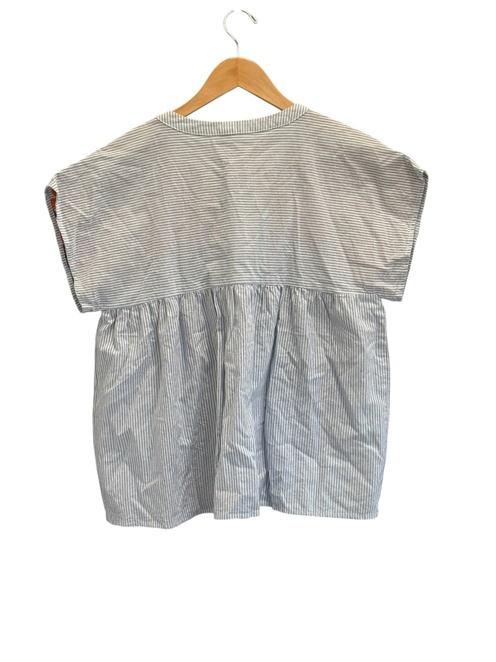 Savanna Jane Striped Babydoll Embroidered Floral Womens Top Size Small Oversized - Picture 8 of 8
